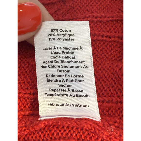 Talbots Women's Red Cable Knit Crew Neck Pullover Sweater Sz SP holiday classic! - Picture 9 of 9